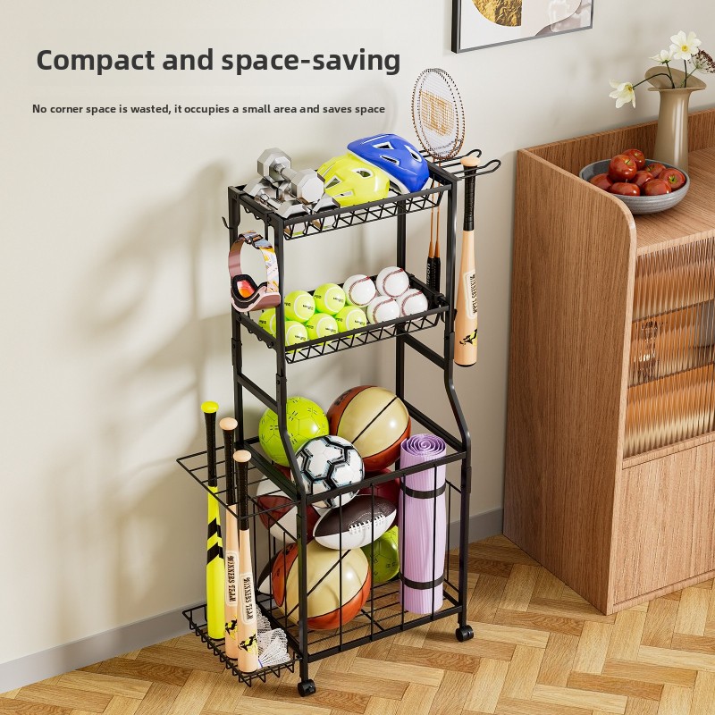 Sports Equipment Trolley - Multi-functional Fitness equipment storage rack, yoga