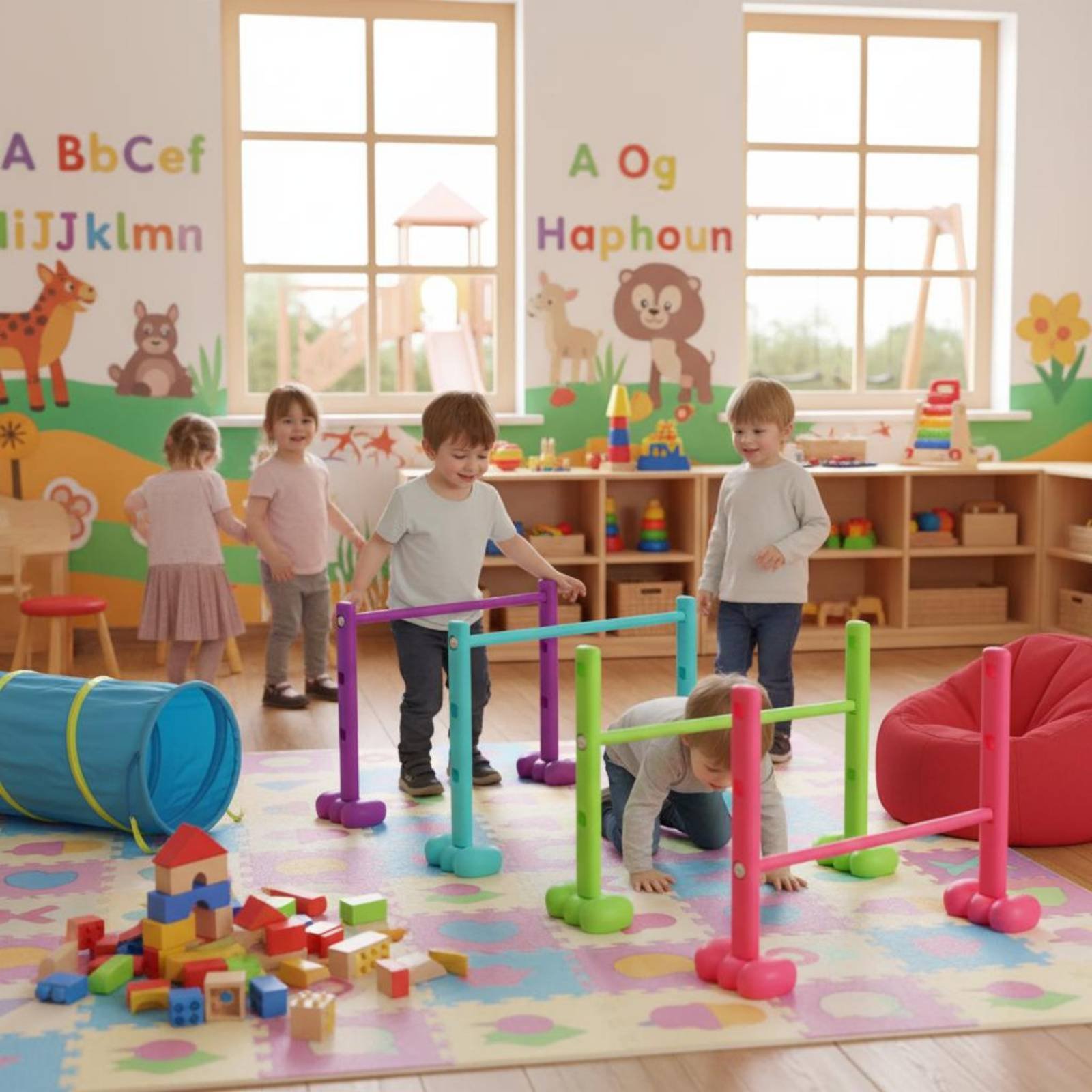 4 Pieces Crawl Tunnel Set Safe - Agility Hurdle Set review and price